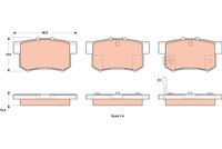 Set of brake linings, disc brake