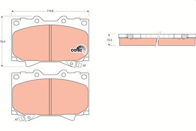 Set of brake linings, disc brake