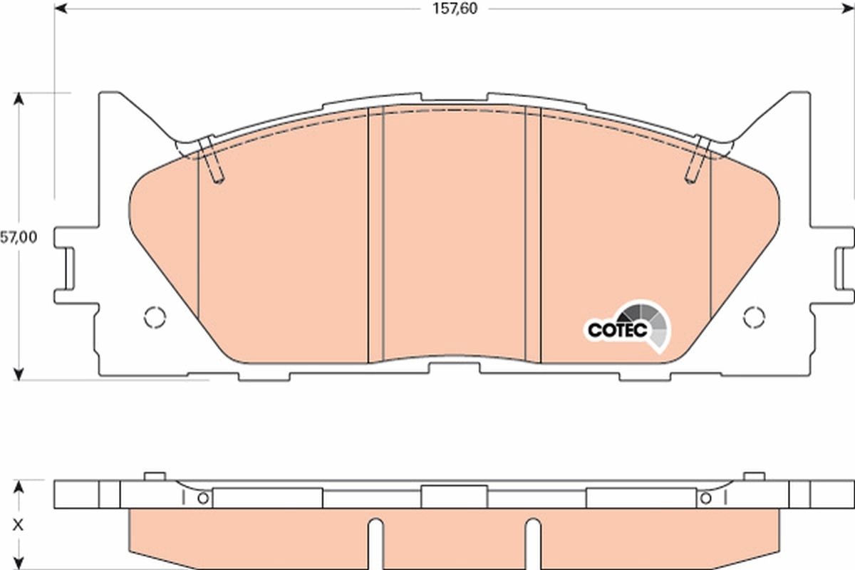 Set of brake linings, disc brake