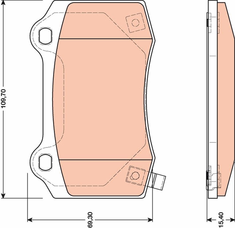 Set of brake linings, disc brake