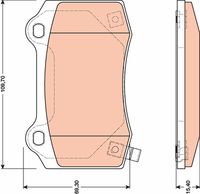 Set of brake linings, disc brake