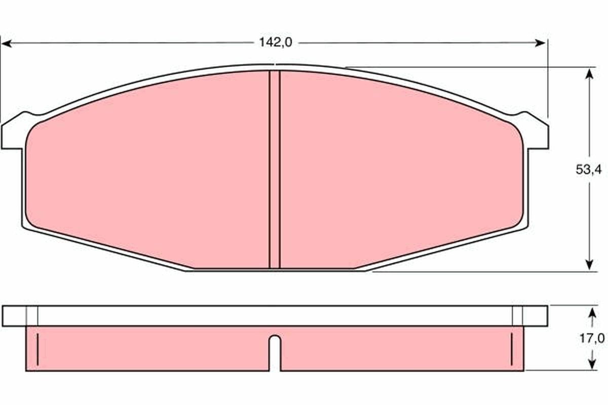 Set of brake linings, disc brake