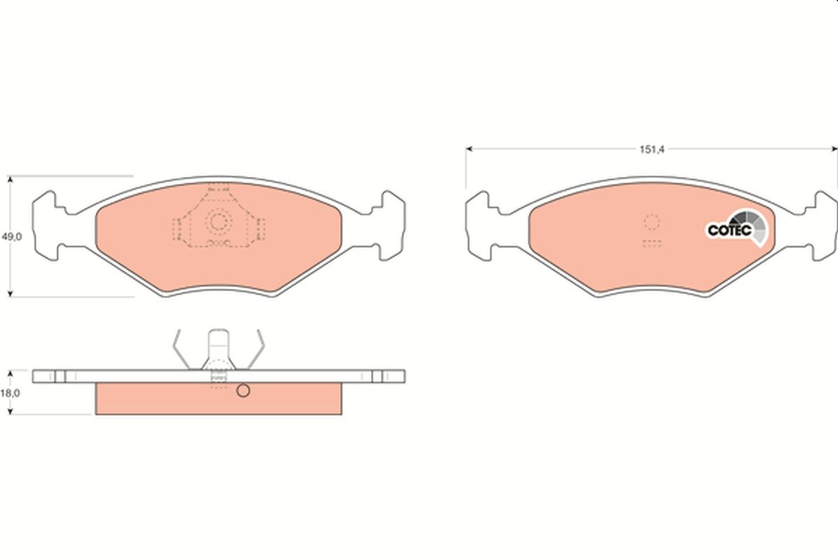 Set of brake linings, disc brake