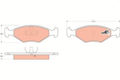 Set of brake linings, disc brake