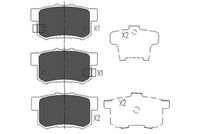 Set of brake linings, disc brake