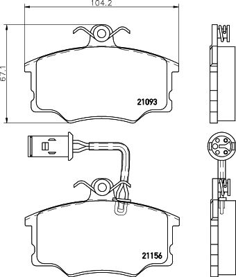 Set of brake linings, disc brake