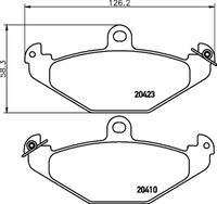 Set of brake linings, disc brake