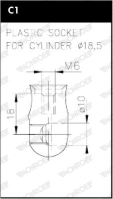 Gas spring, hood cover