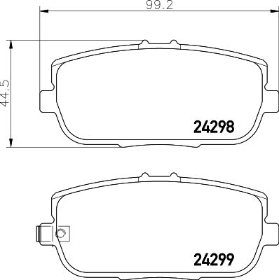 Set of brake linings, disc brake