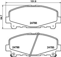 Set of brake linings, disc brake