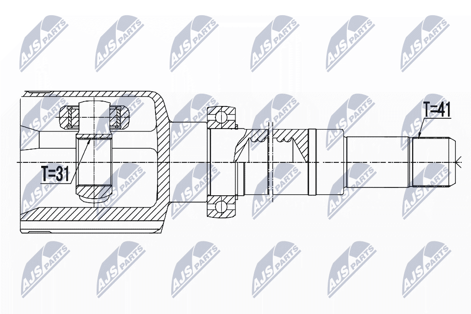 Set of hinges, drive shaft