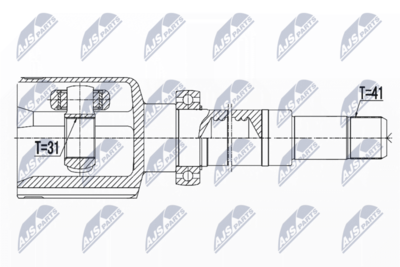 Set of hinges, drive shaft