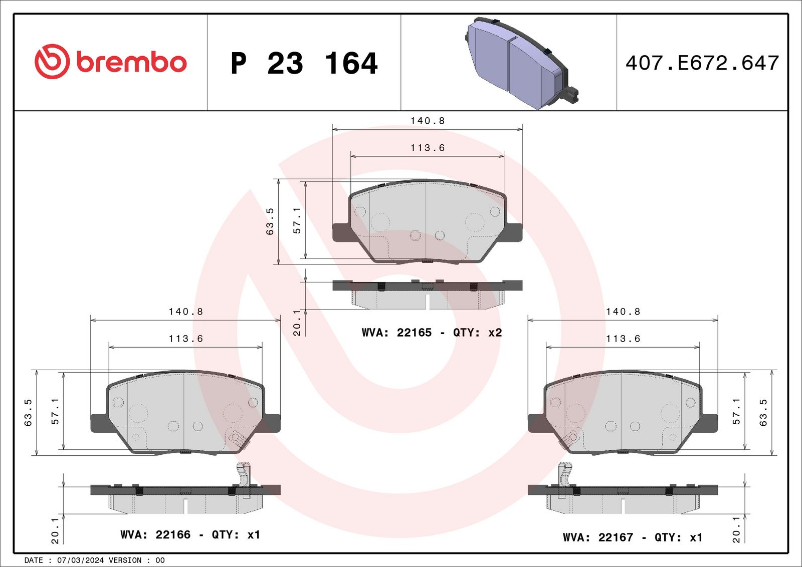 Set of brake linings, disc brake