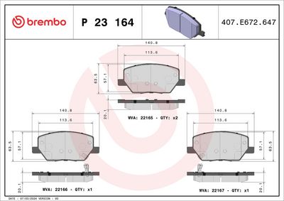 Set of brake linings, disc brake