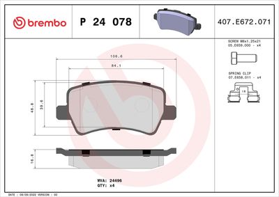 Set of brake linings, disc brake