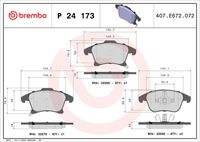 Set of brake linings, disc brake