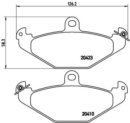 Set of brake linings, disc brake