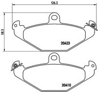 Set of brake linings, disc brake