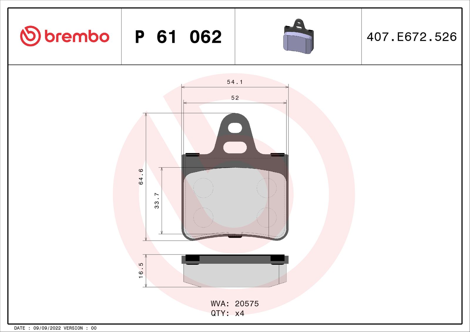 Set of brake linings, disc brake