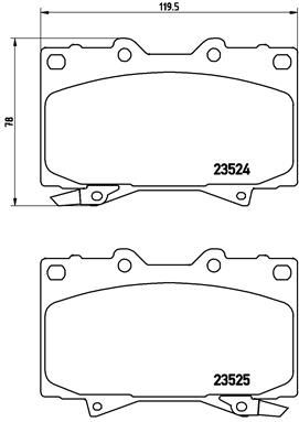 Set of brake linings, disc brake