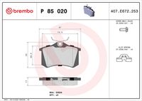 Rear brake pads BREMBO P85020