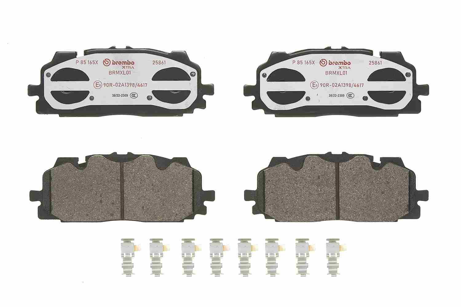 Set of brake linings, disc brake