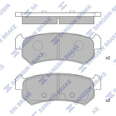 Set of brake linings, disc brake