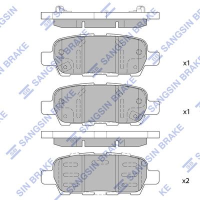 Set of brake linings, disc brake