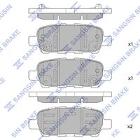 Set of brake linings, disc brake