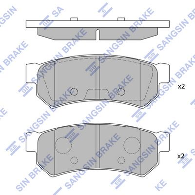 Set of brake linings, disc brake