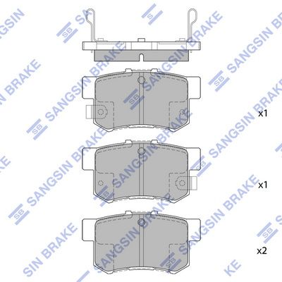 Set of brake linings, disc brake