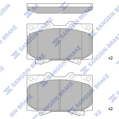 Set of brake linings, disc brake