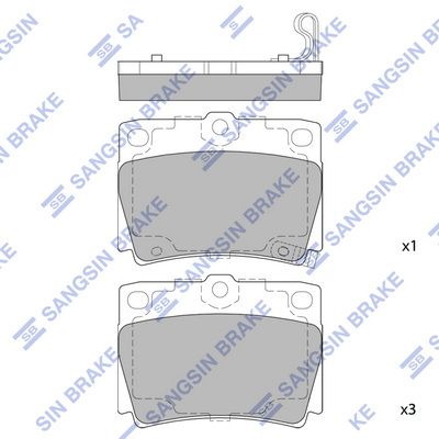 Set of brake linings, disc brake