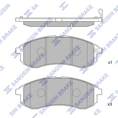 Set of brake linings, disc brake