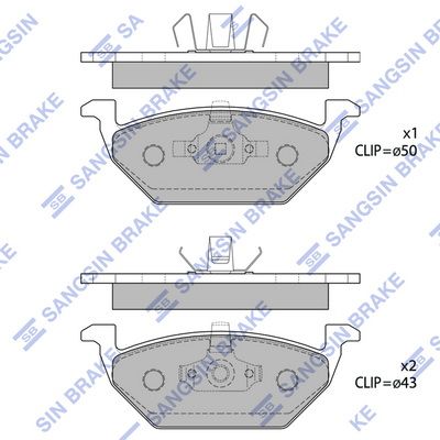 Set of brake linings, disc brake