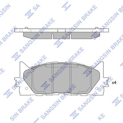 Set of brake linings, disc brake