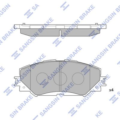 Set of brake linings, disc brake