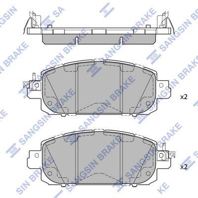 Set of brake linings, disc brake