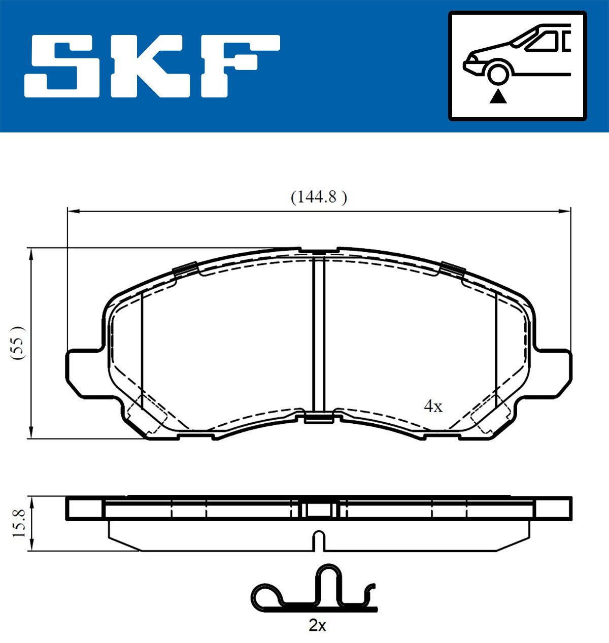 Set of brake linings, disc brake